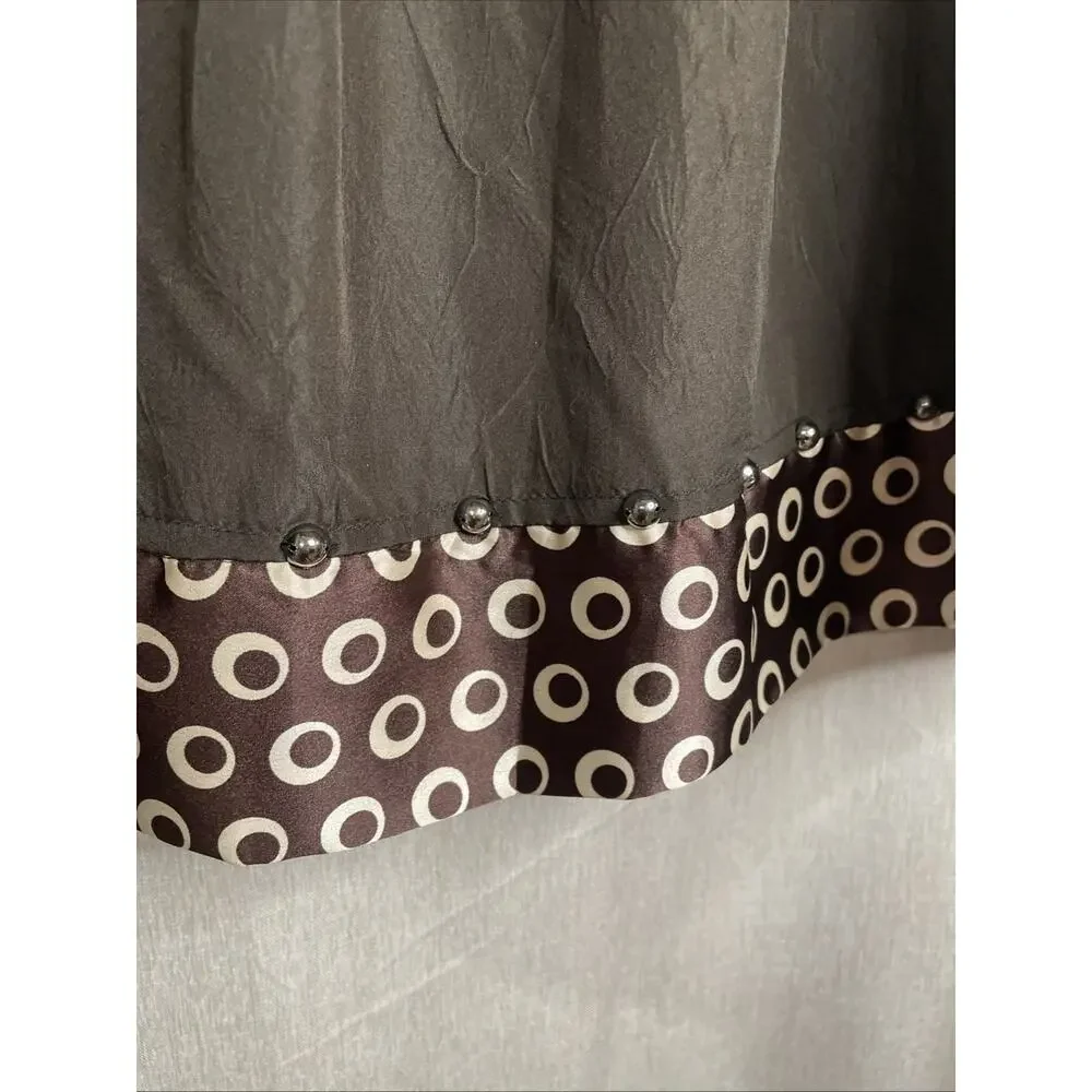 LR Lirenyuan Juniors Brown Skirt - Size 13 - Lined with Silver Beaded Accents
